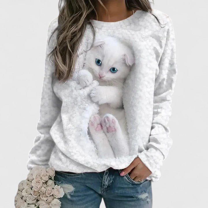 Women's Knit Graphic Sweatshirt - White