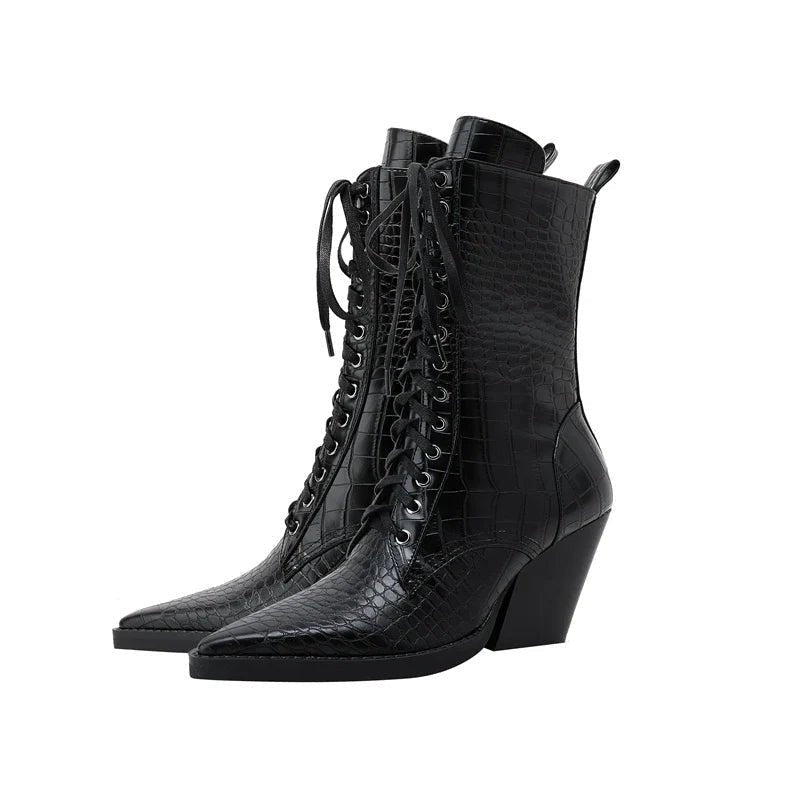 Women's Leather Lace-Up Ankle Boots