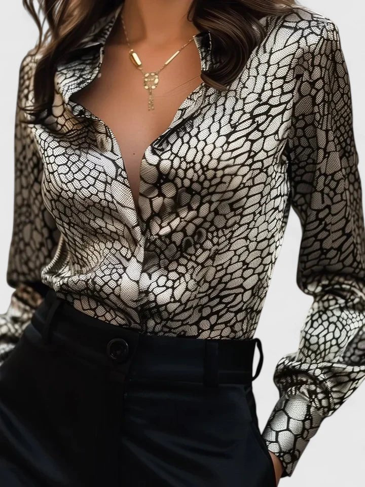 Women's Leopard Satin Blouse