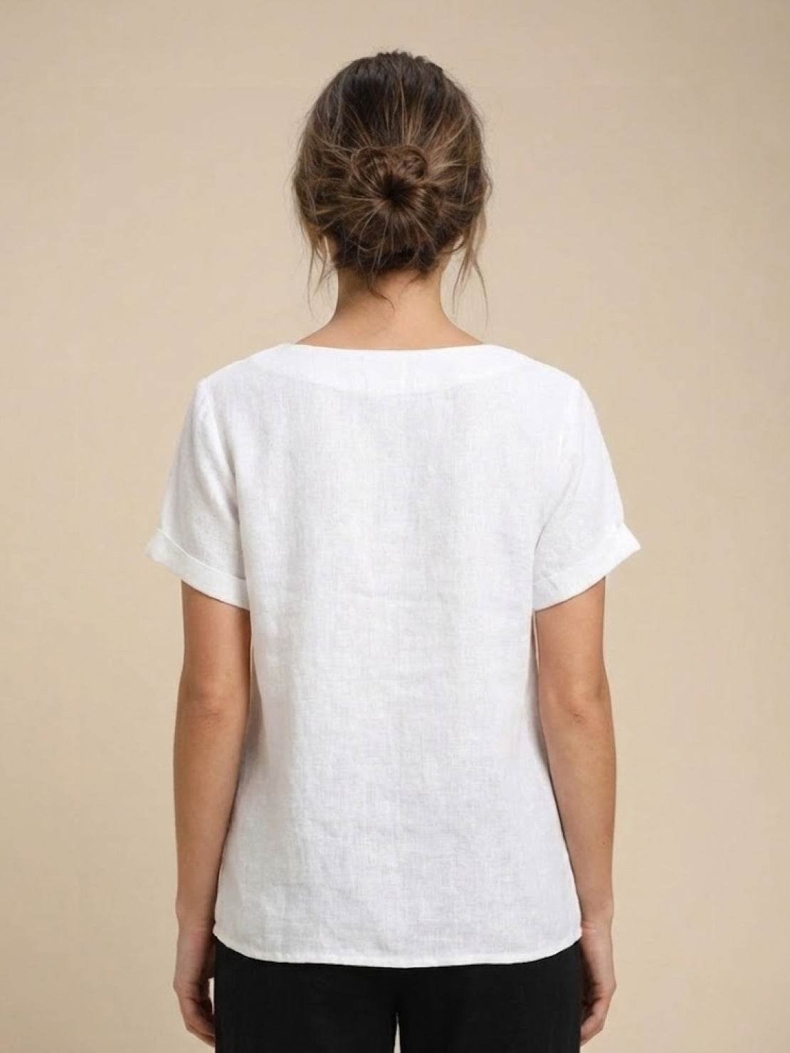 Women's Linen Button-Front Blouse