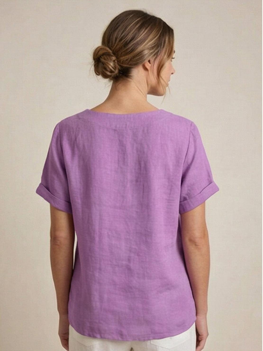 Women's Linen Button-Front Blouse