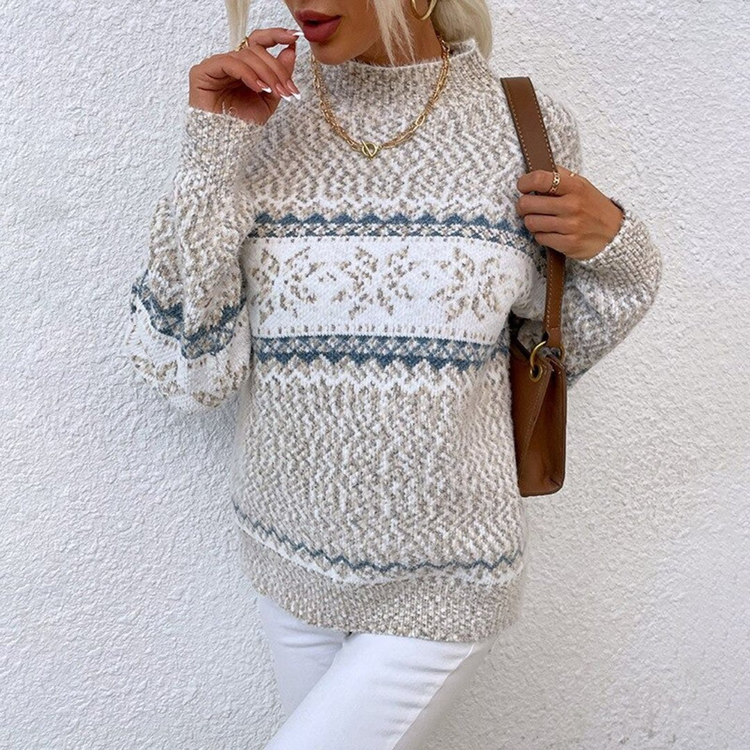 Women's Oversized Wool Christmas Sweater - Beige