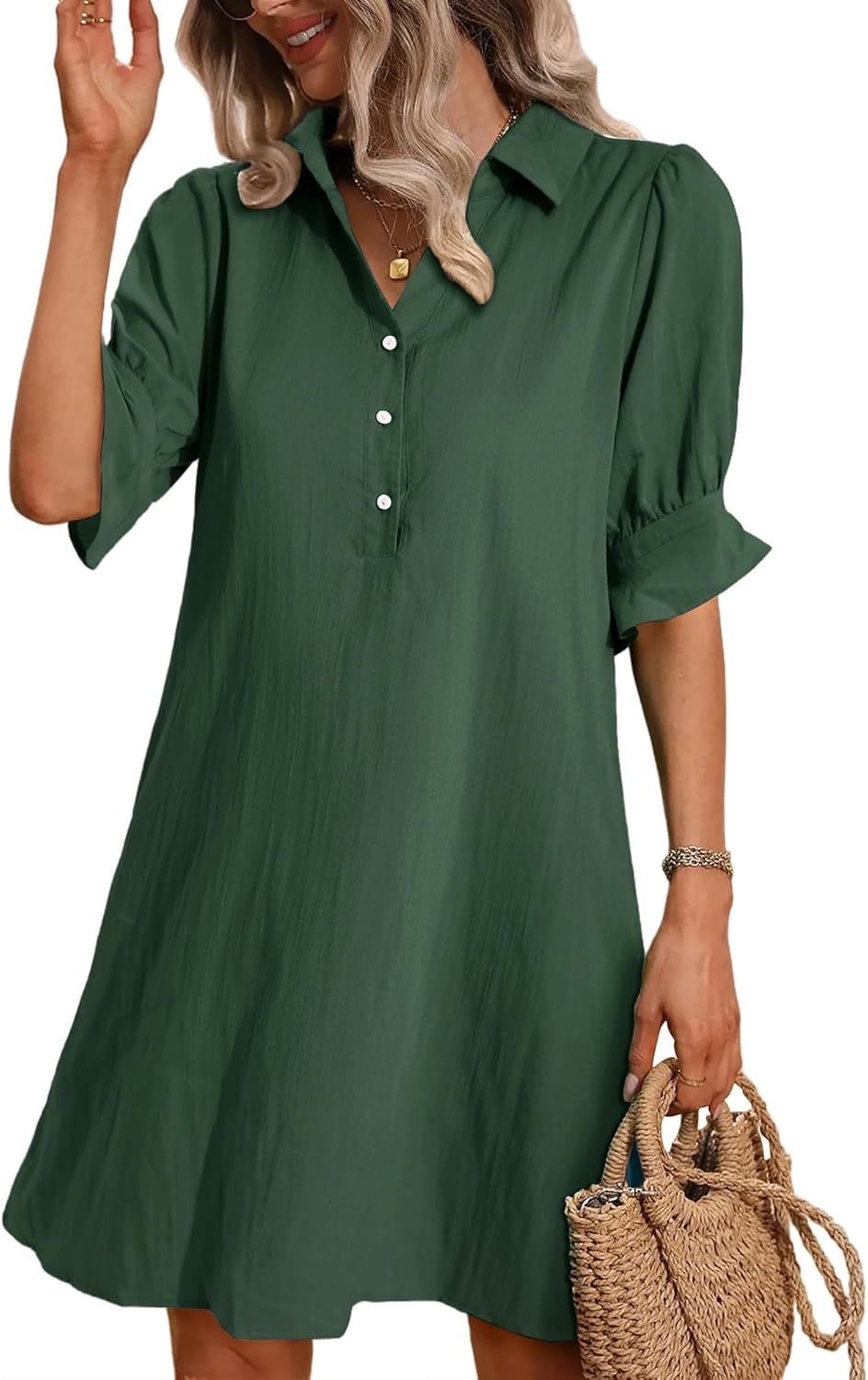 Casual Shirt Dress - Army green