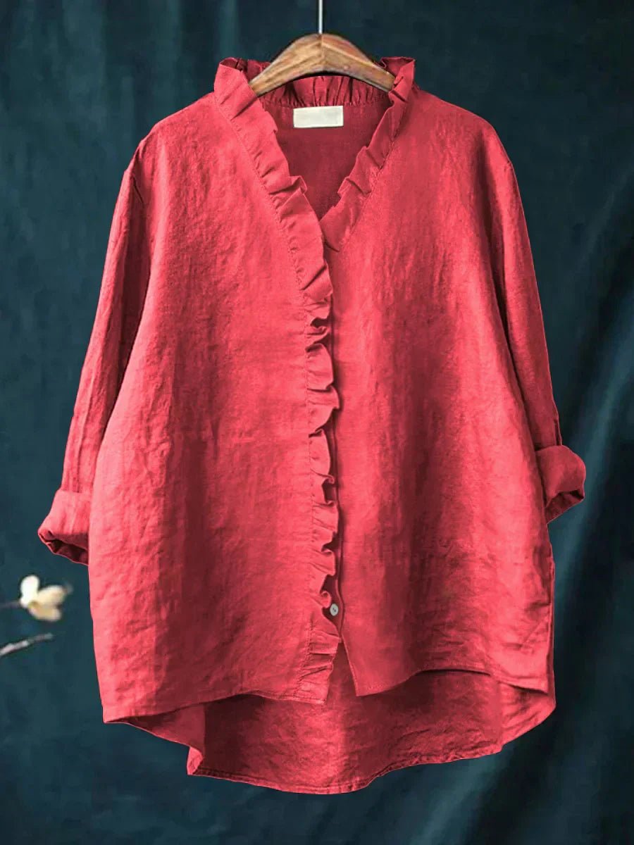 Women's V-Neck Blouse - Red