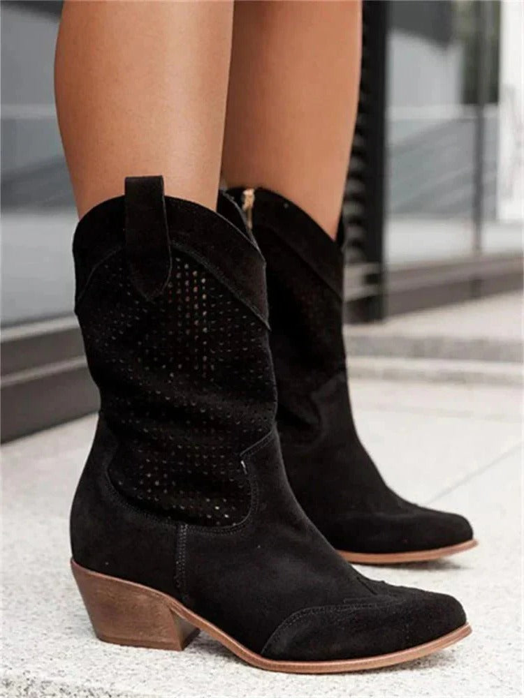 Camille Women's Perforated Leather Cowboy Boots 2