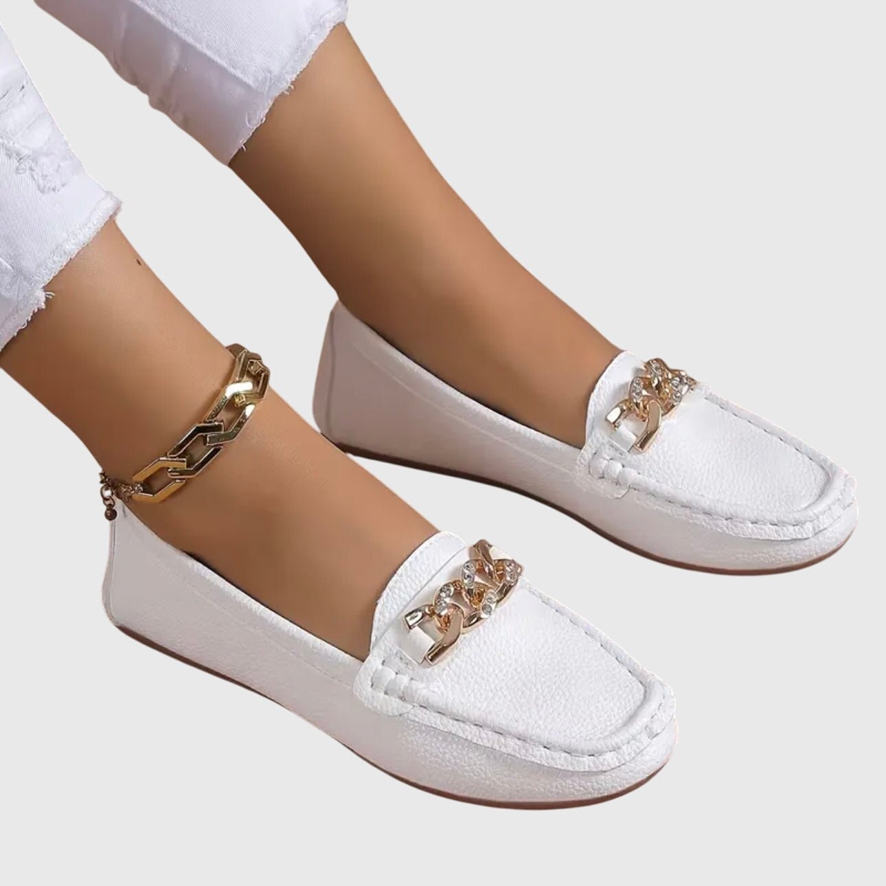 Women's Chain-Trim Moccasin Loafers