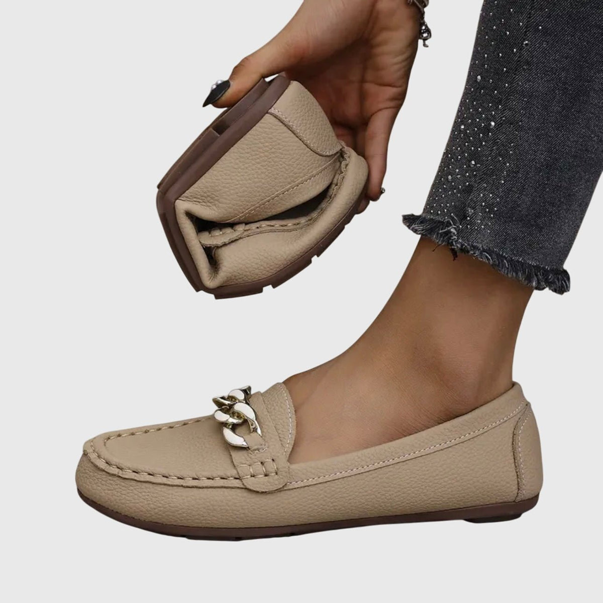 Women's Chain-Trim Moccasin Loafers