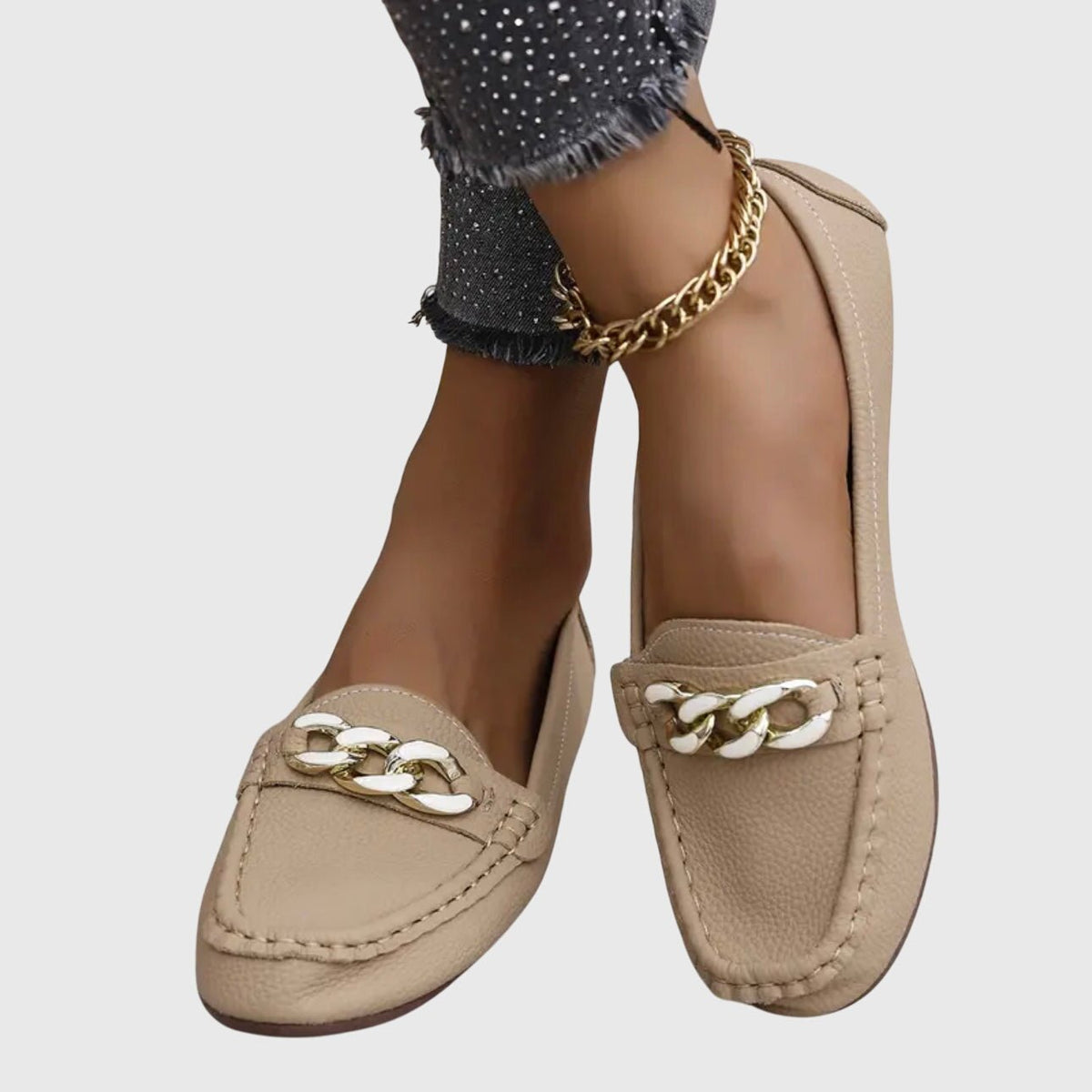 Women's Chain-Trim Moccasin Loafers