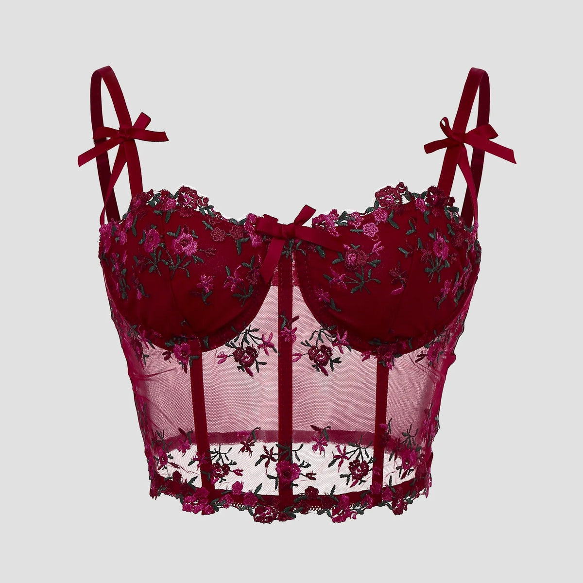 Women's Floral Corset Top - Red