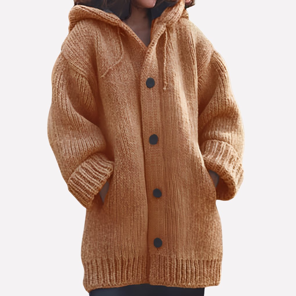 Women's Hooded Longline Cardigan - Orange