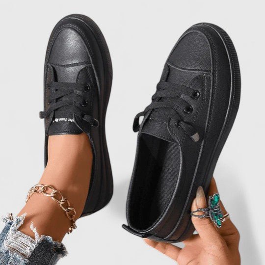 Women's Lace-Up Platform Sneakers - Black