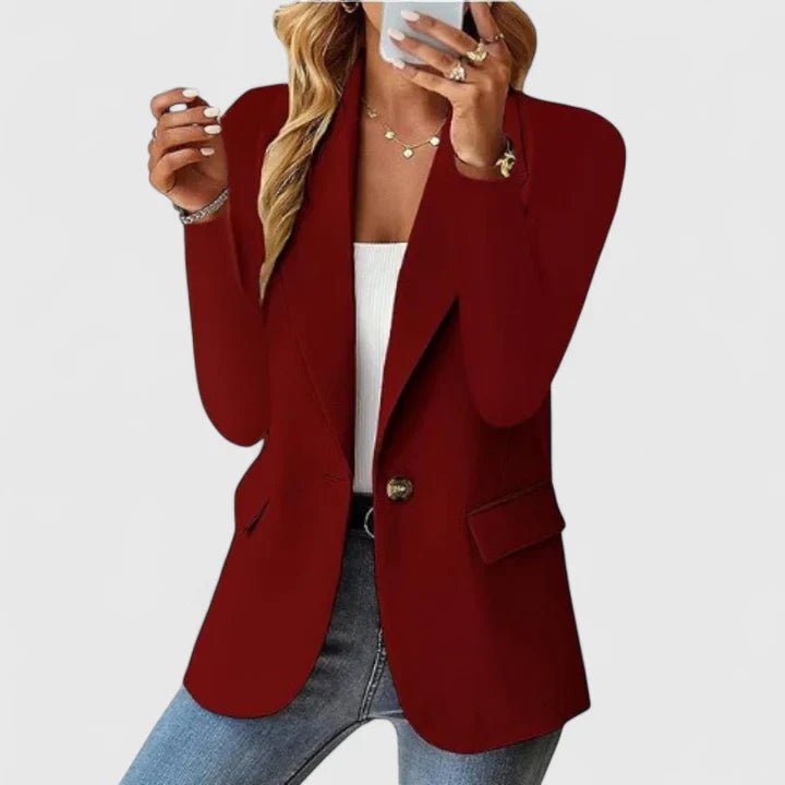 Women's Oversized Blazer - Wine Red
