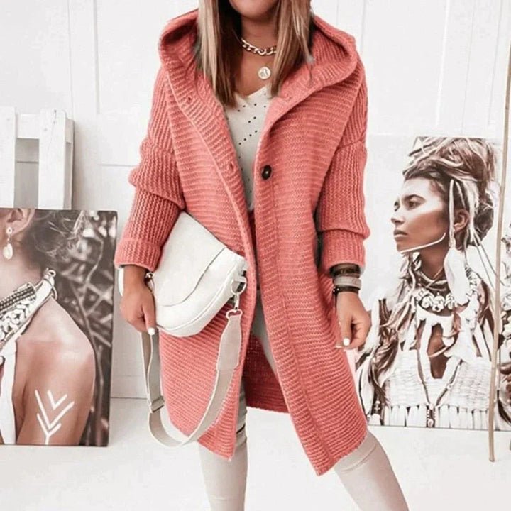 Women's Oversized Hooded Cardigan - Red