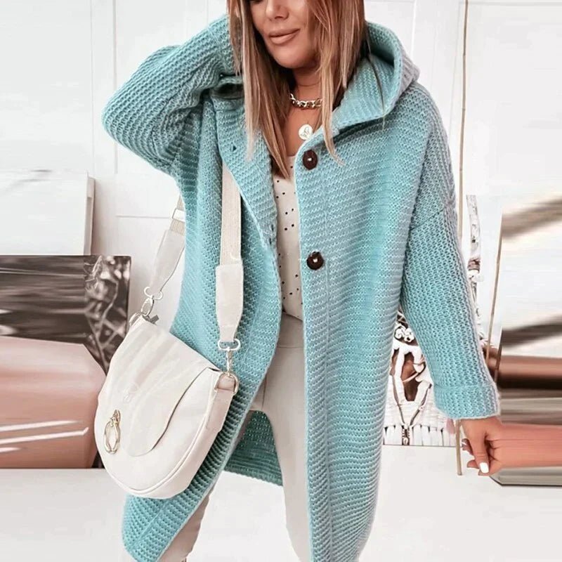 Women's Oversized Hooded Cardigan - Sky Blue