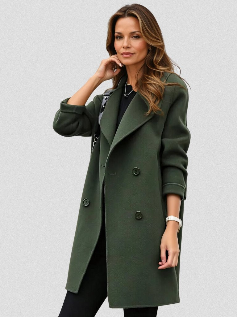 Women's Oversized Wool Coat - Army Green