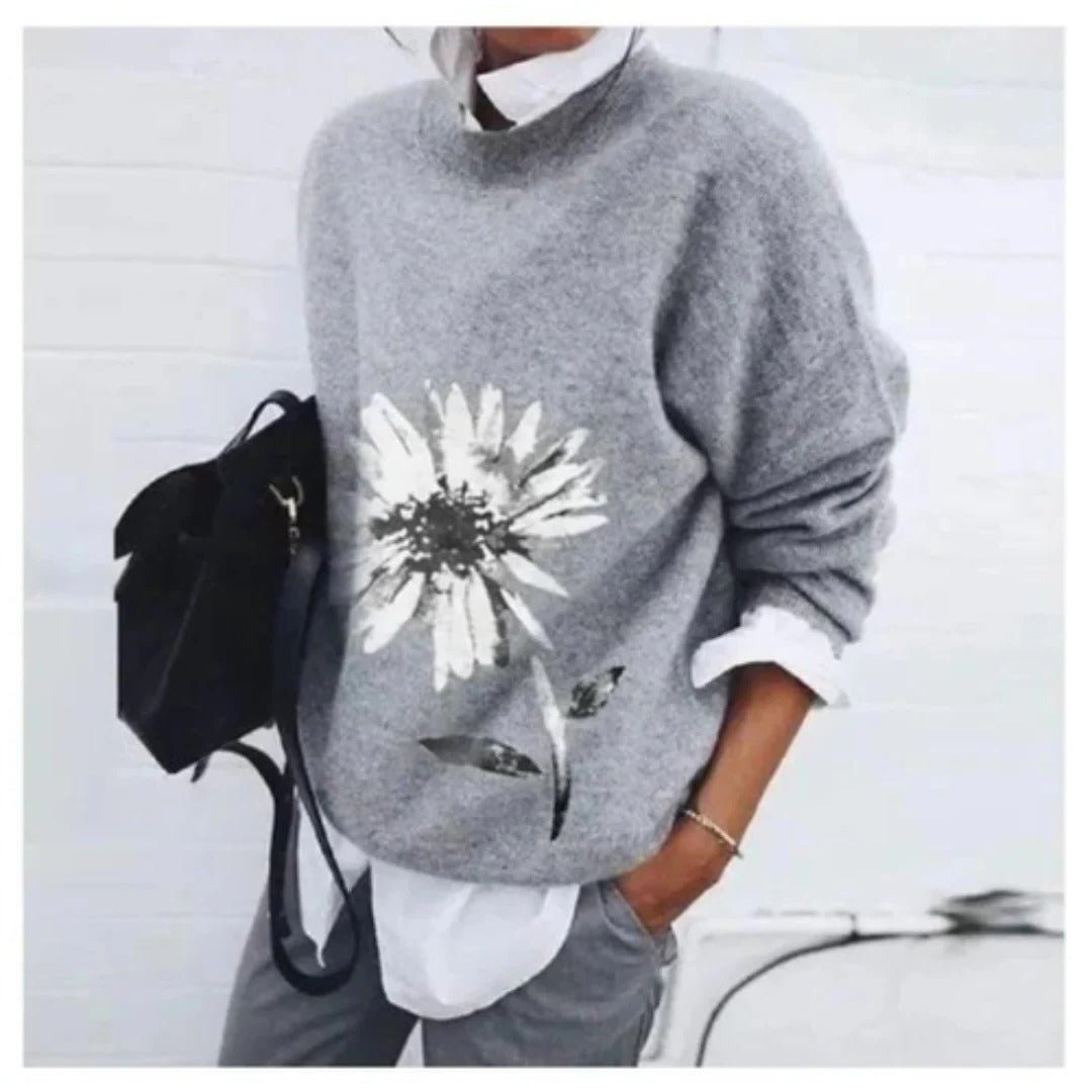 Women's Paisley Pullover Sweater - Gray