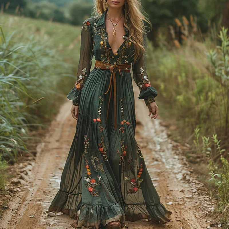 Catherine Women's Floral Embroidered Maxi Dress 1