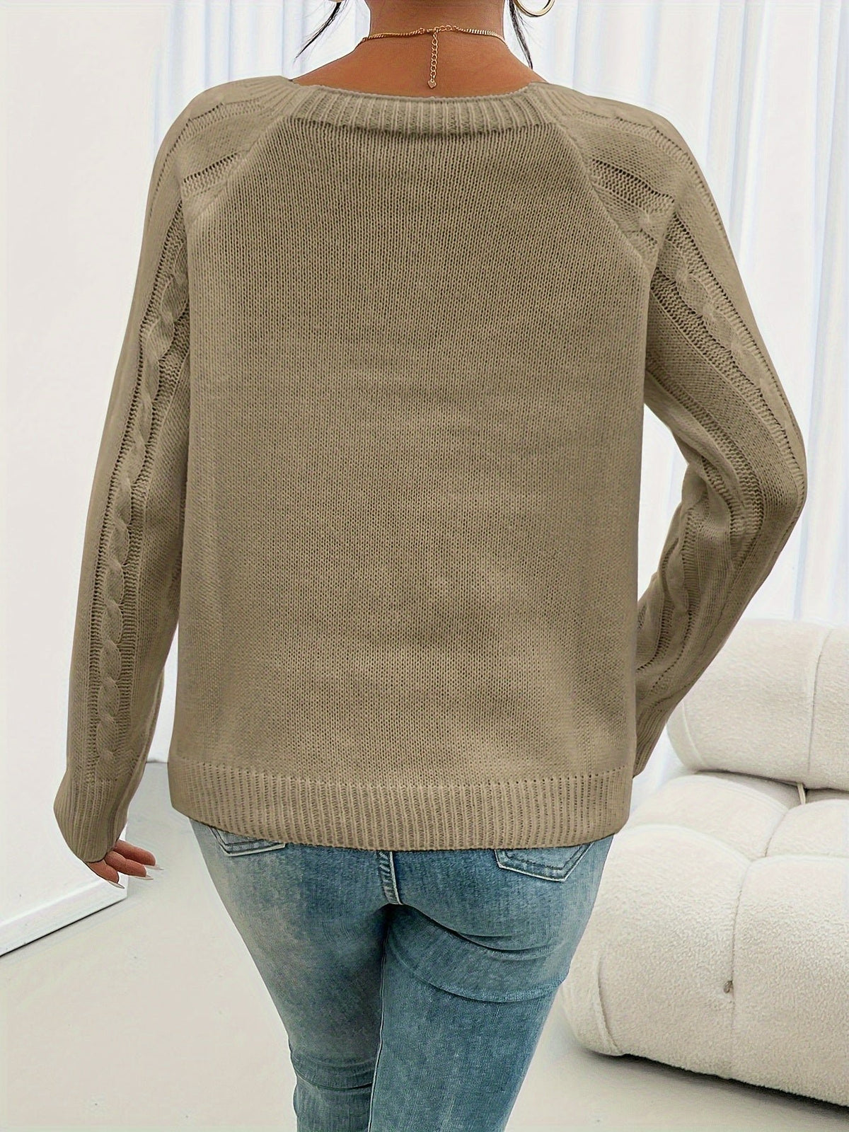 Women's Cable Knit Scoop-Neck Sweater