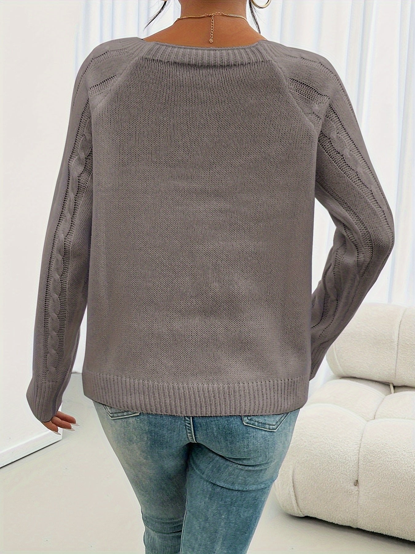 Women's Cable Knit Scoop-Neck Sweater