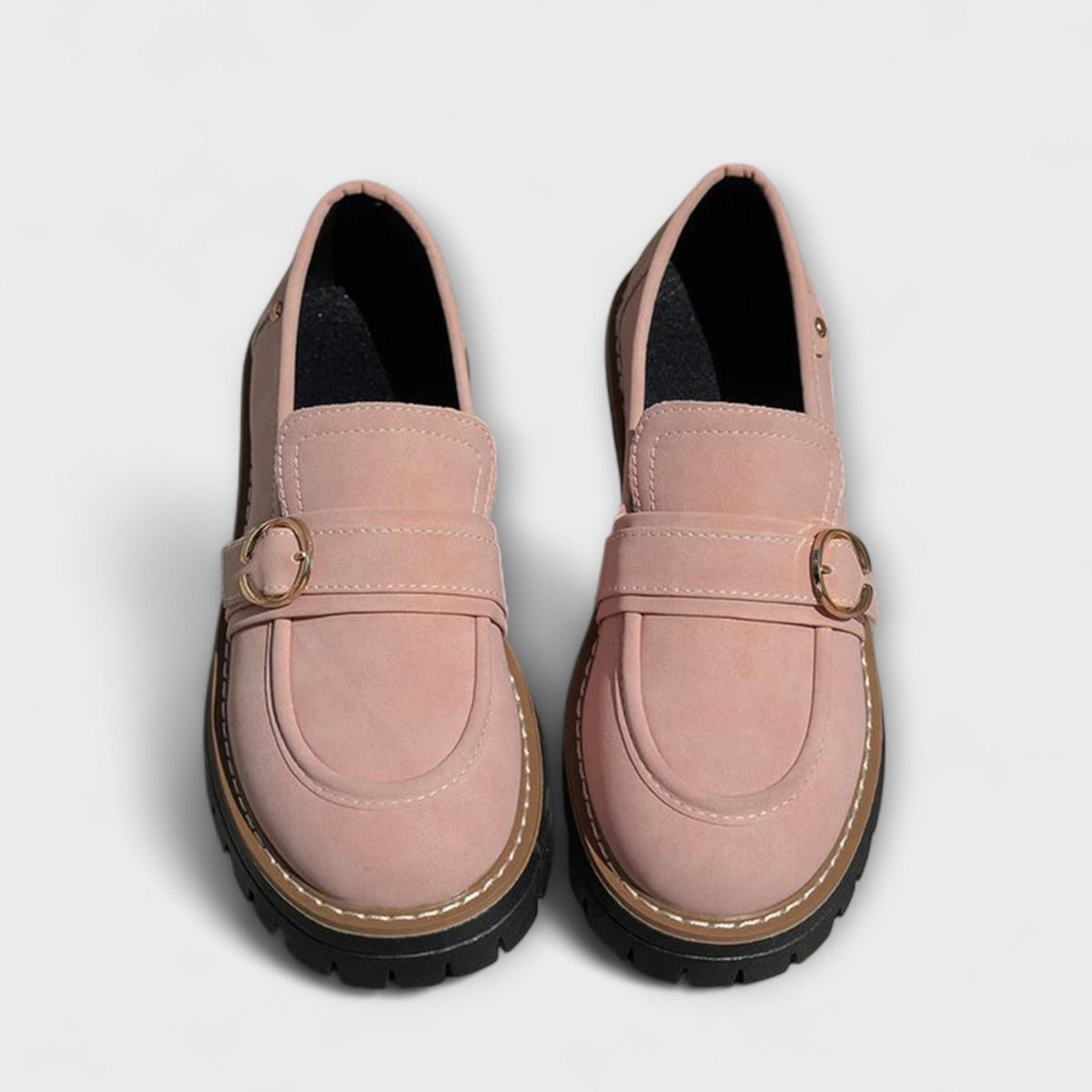 Women's Faux Suede Platform Loafers - Pink