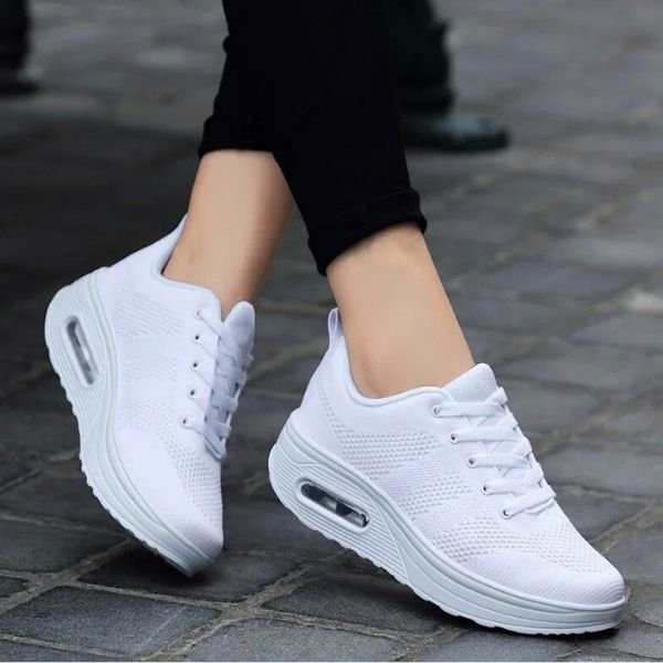 Women's Knit Platform Sneakers - White