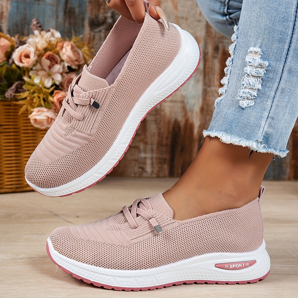 Women's Knit Slip-On Sneakers - Pink