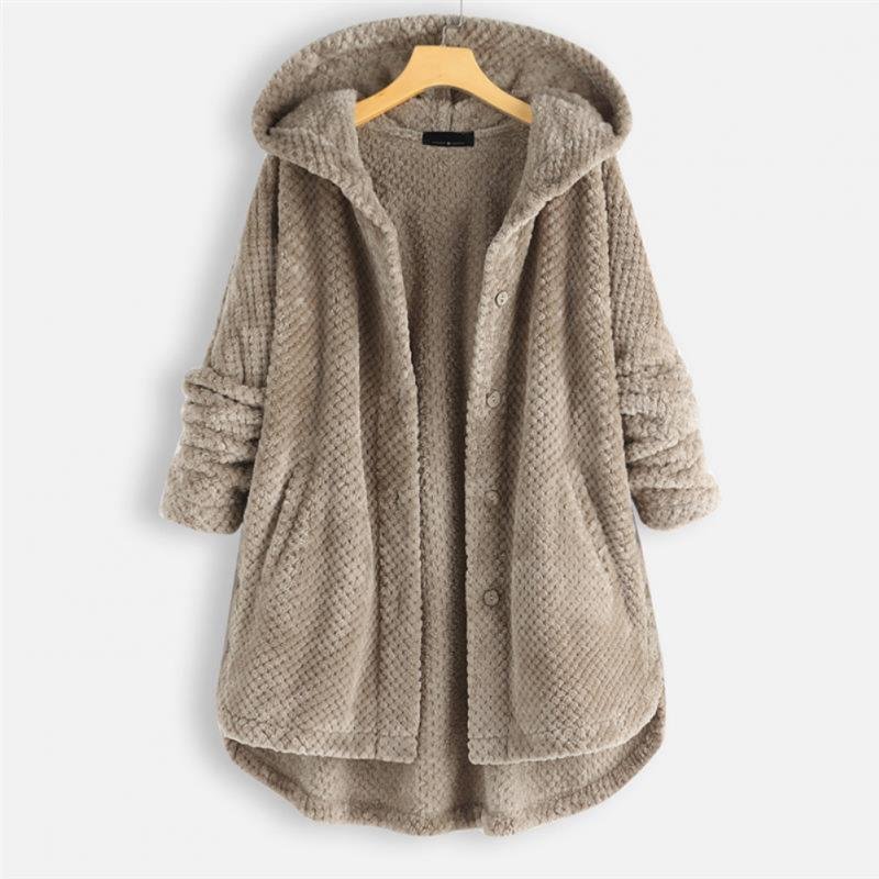 Women's Oversized Corduroy Wool Coat - Beige