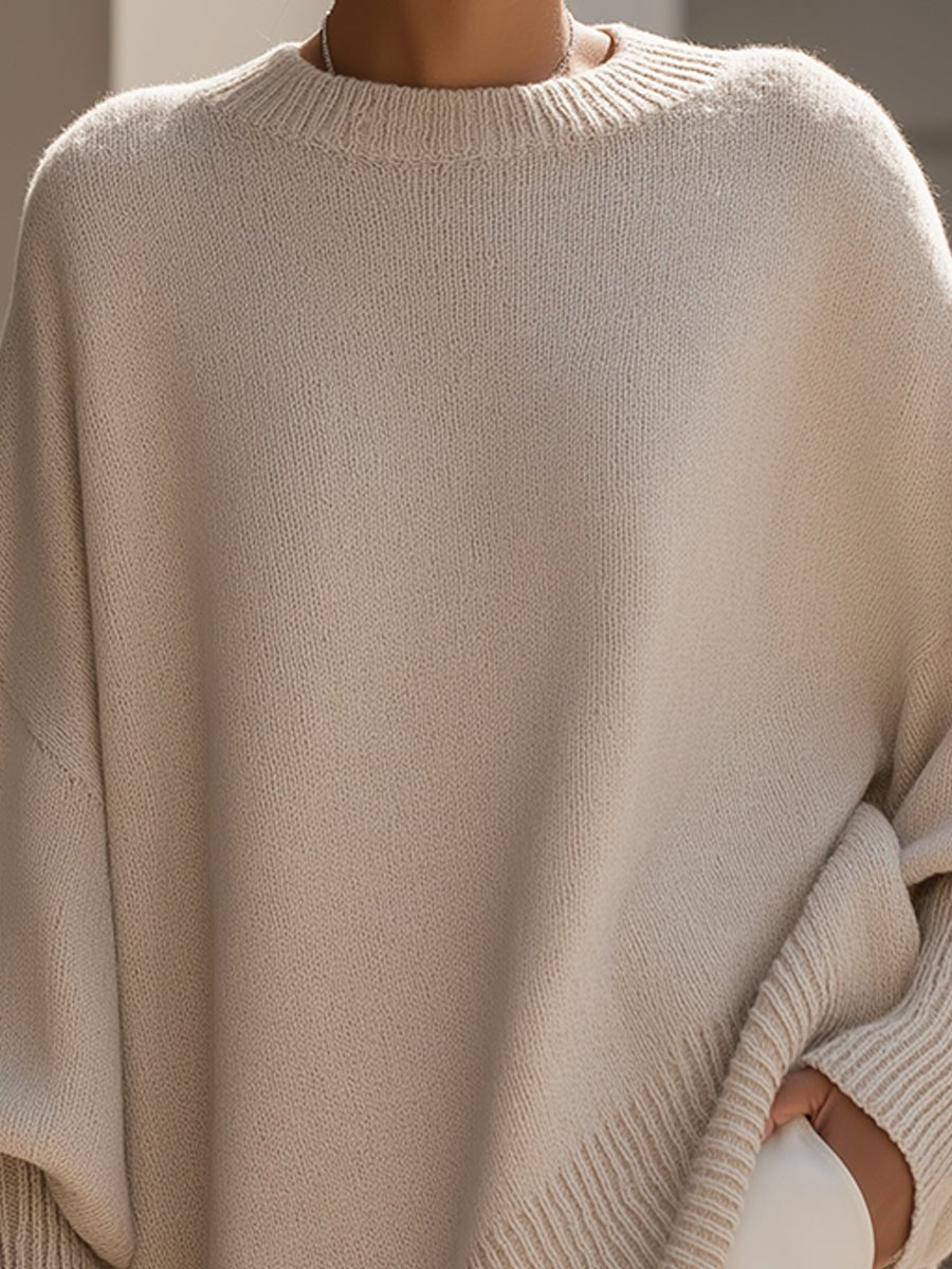 Women's Oversized Poncho Sweater - Navy Blue