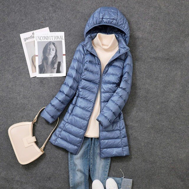 Women's Slim Puffer Jacket - Blue