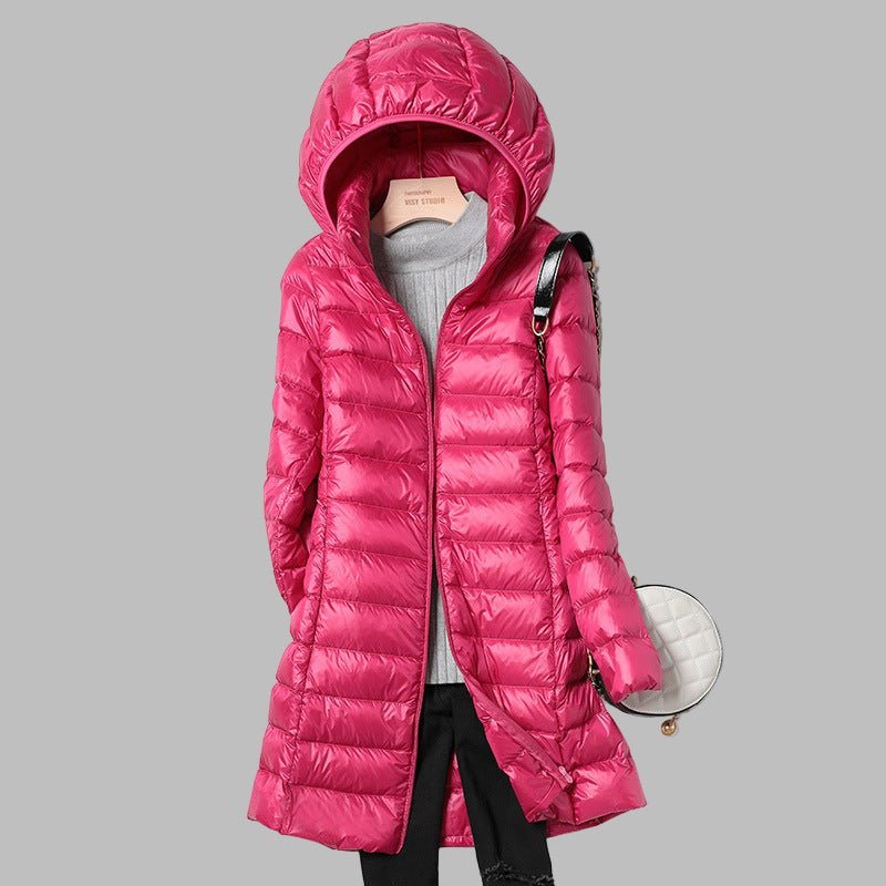 Women's Slim Puffer Jacket - Dark Pink