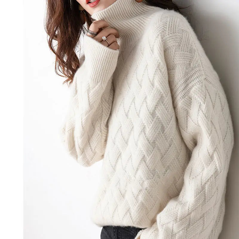 Claire Women's Cable Knit Turtleneck Sweater 4