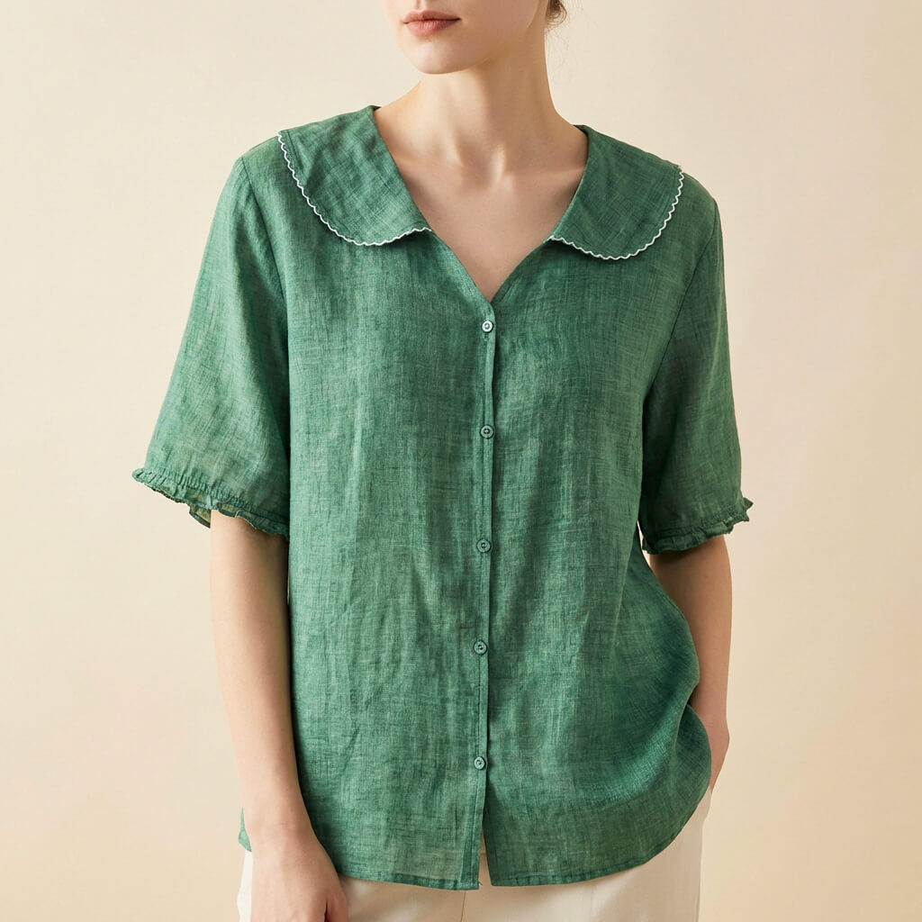 Claudia Women's Linen Short Sleeve Blouse 1