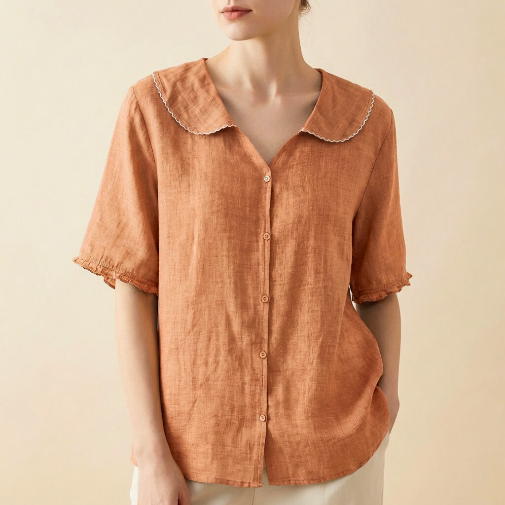 Claudia Women's Linen Short Sleeve Blouse 3