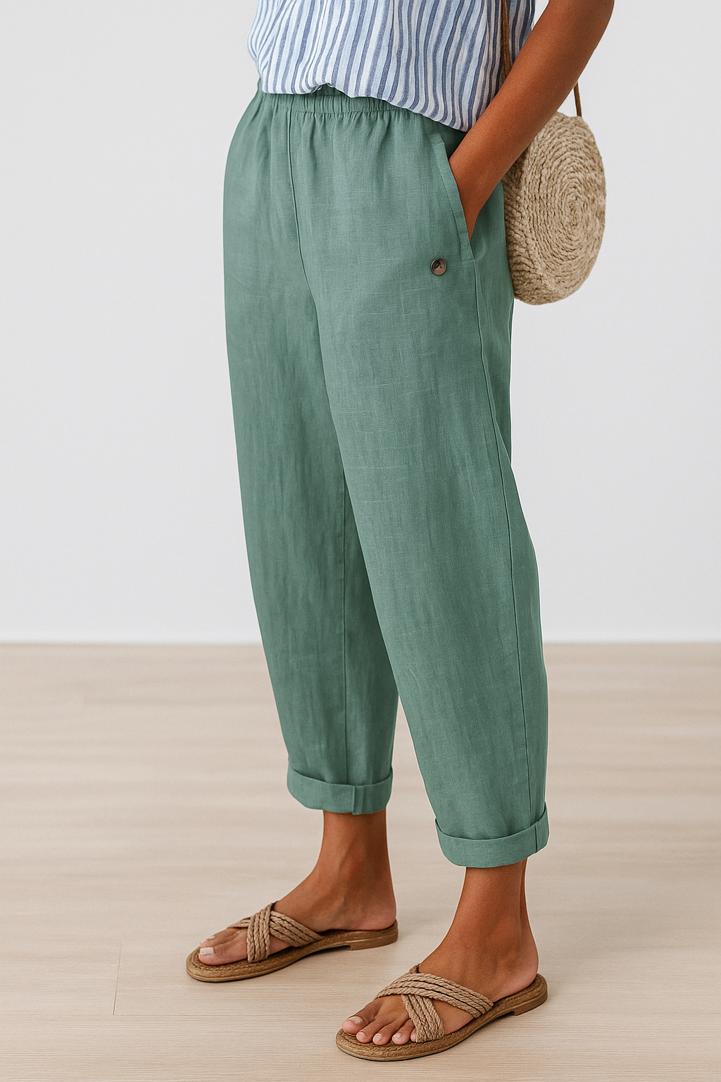 Cordelia Women's Linen Wide Leg Trousers 4