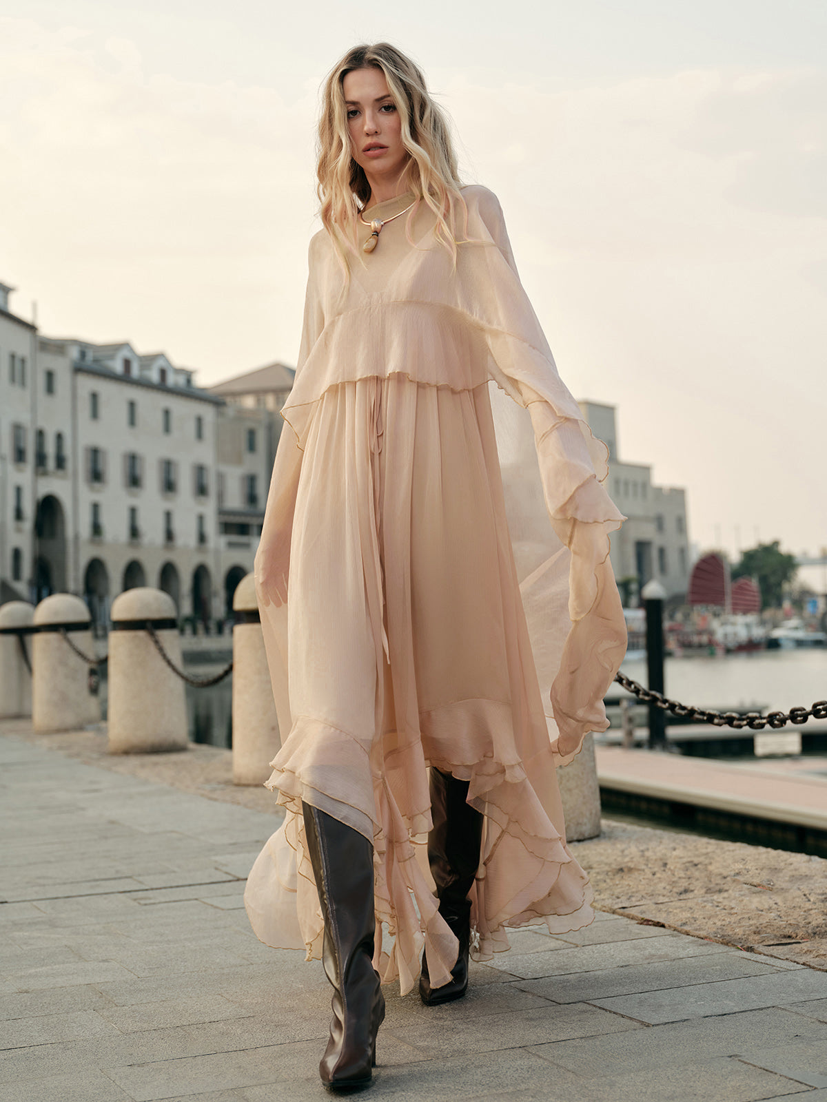 Diana Women's Chiffon Long Sleeve Maxi Dress 2
