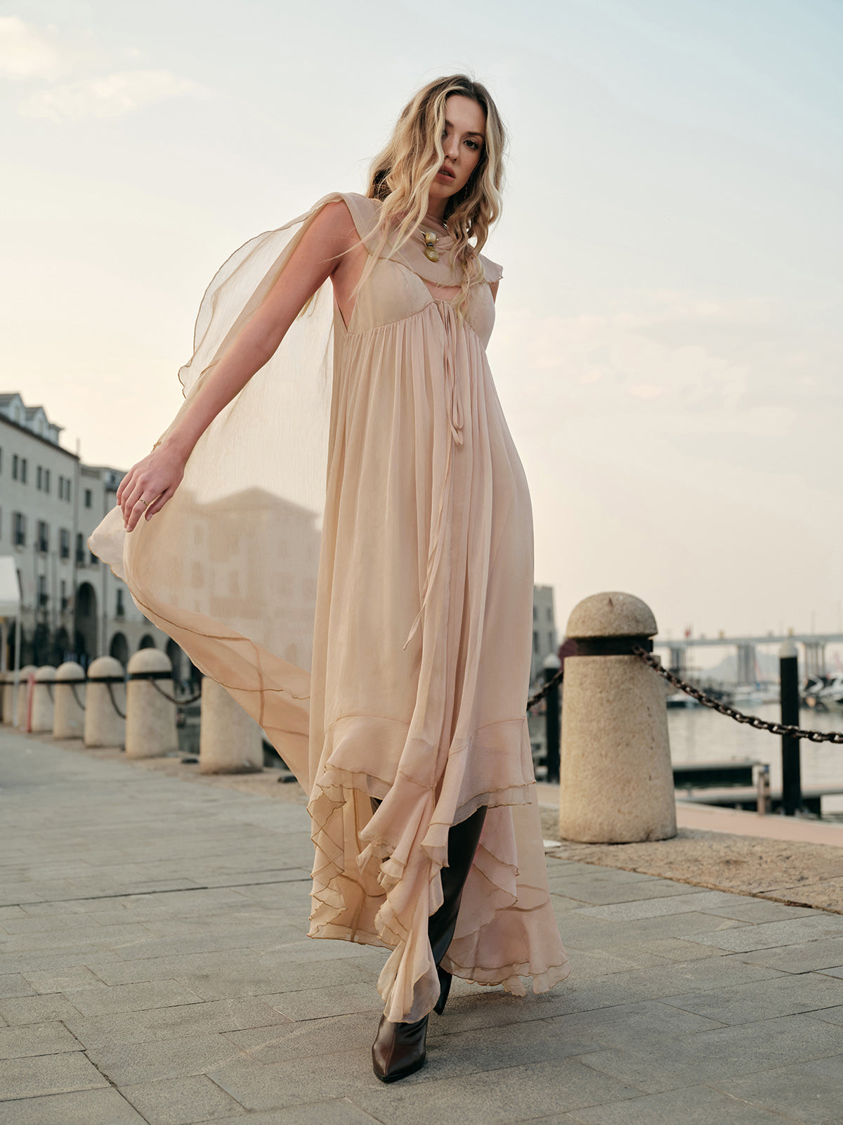 Diana Women's Chiffon Long Sleeve Maxi Dress 7