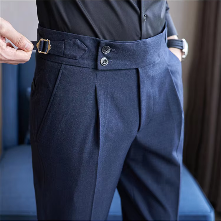 Dominic Men's High Waist Pleated Trousers 2
