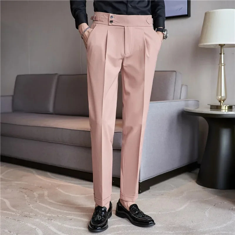 Dominic Men's High Waist Pleated Trousers 4