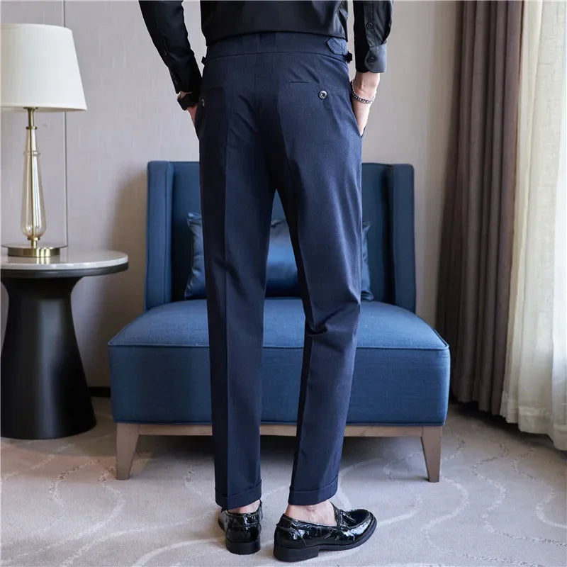 Dominic Men's High Waist Pleated Trousers 7