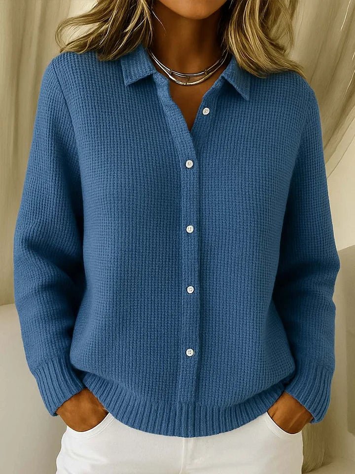 Women's Long Sleeve Oversized Knit Sweater - Dark Blue