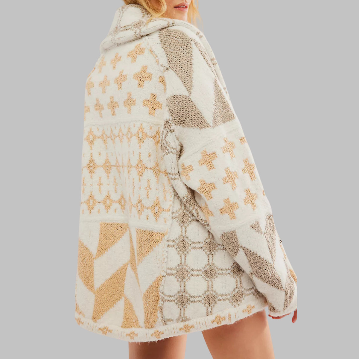 Women's Oversized Knit Cardigan - Beige