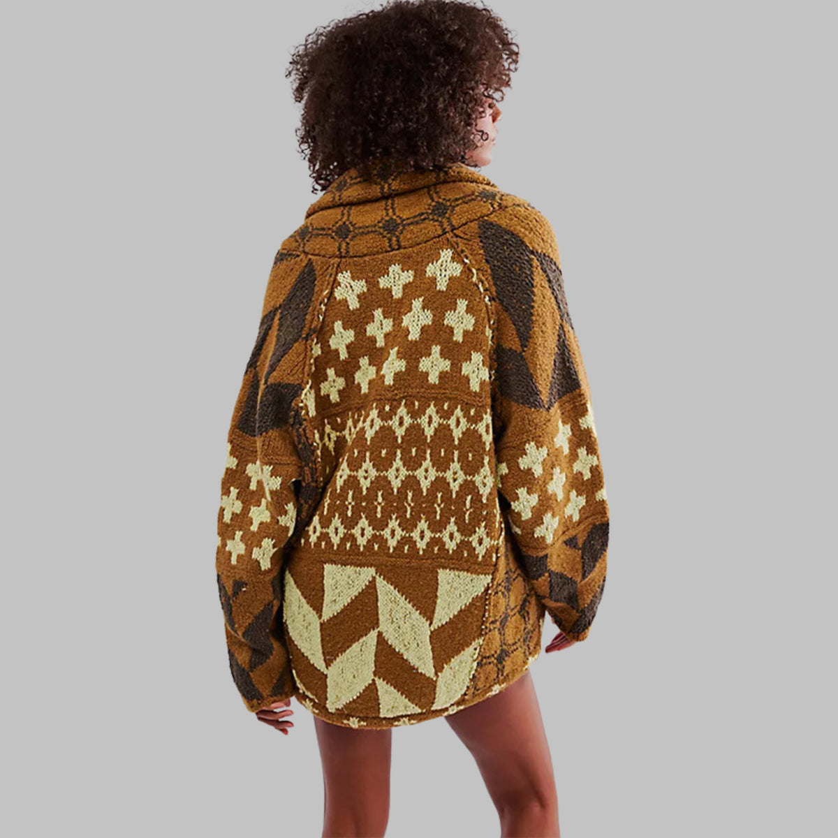 Women's Oversized Knit Cardigan - Brown