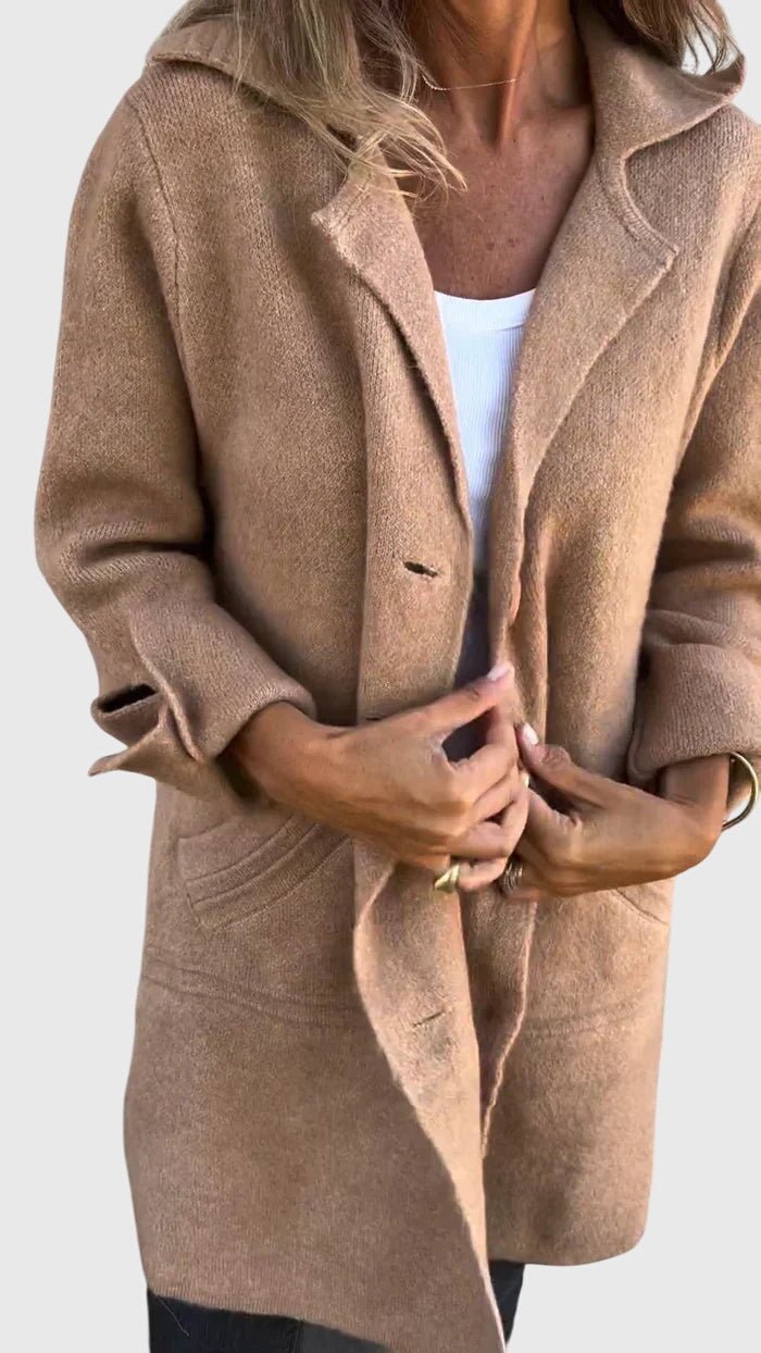 Women's Oversized Wool Coat - Brown