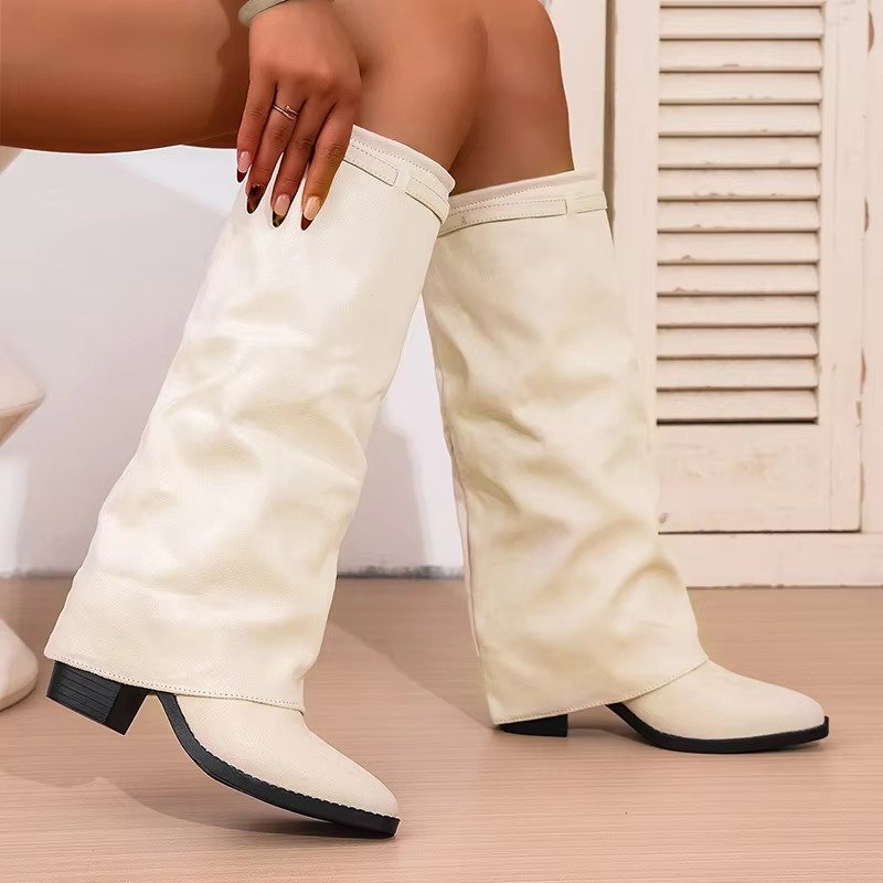 Women's Suede Knee-High Boots - Brown
