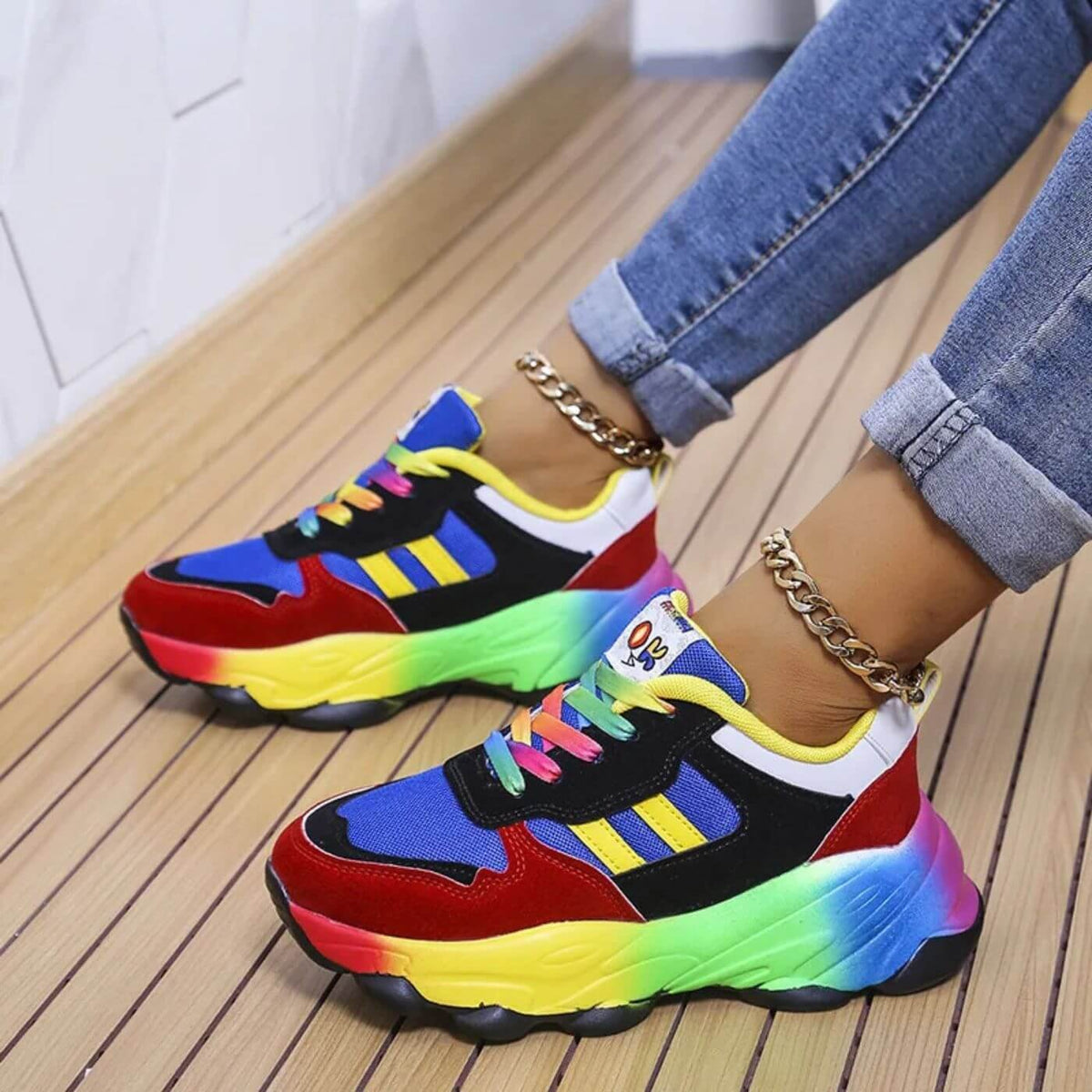 Women's Suede Platform Sneakers - Black