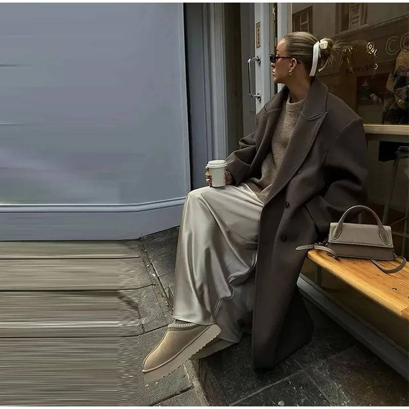 Women's Wool Double-Breasted Trench Coat