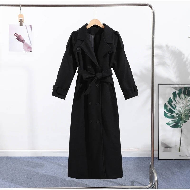 Women's Wool Double-Breasted Trench Coat