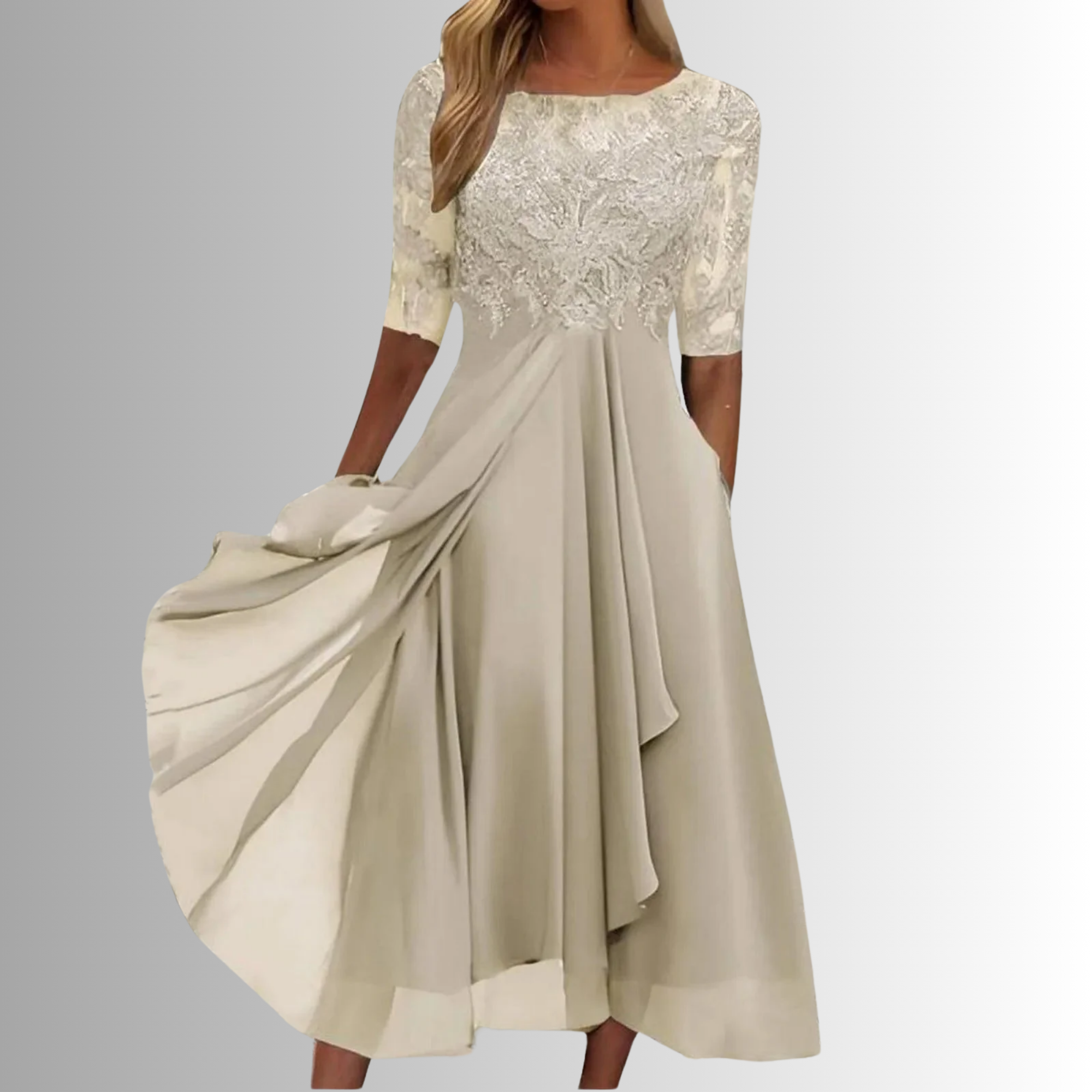 Ellie Women's Lace Chiffon Midi Dress 3
