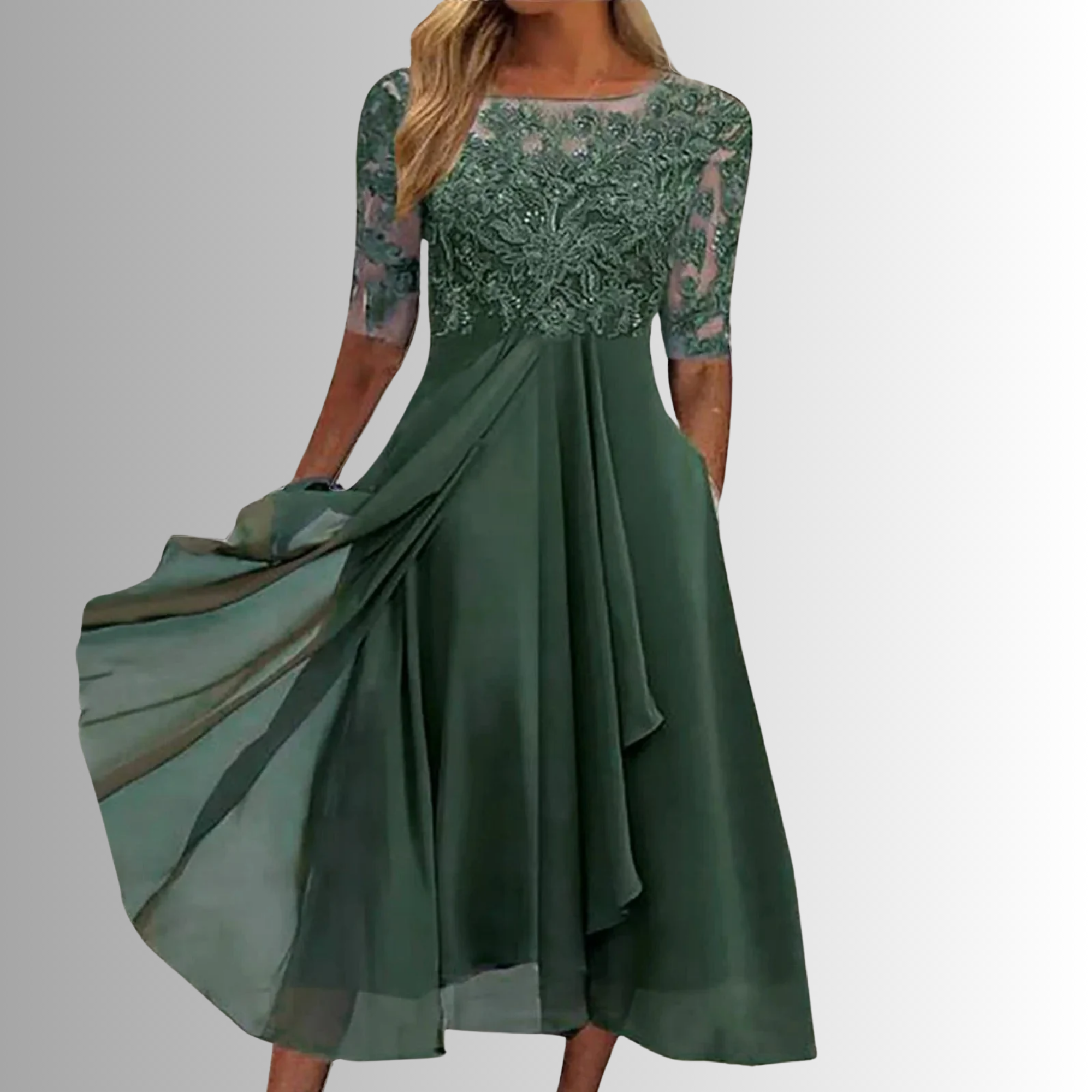Ellie Women's Lace Chiffon Midi Dress 4
