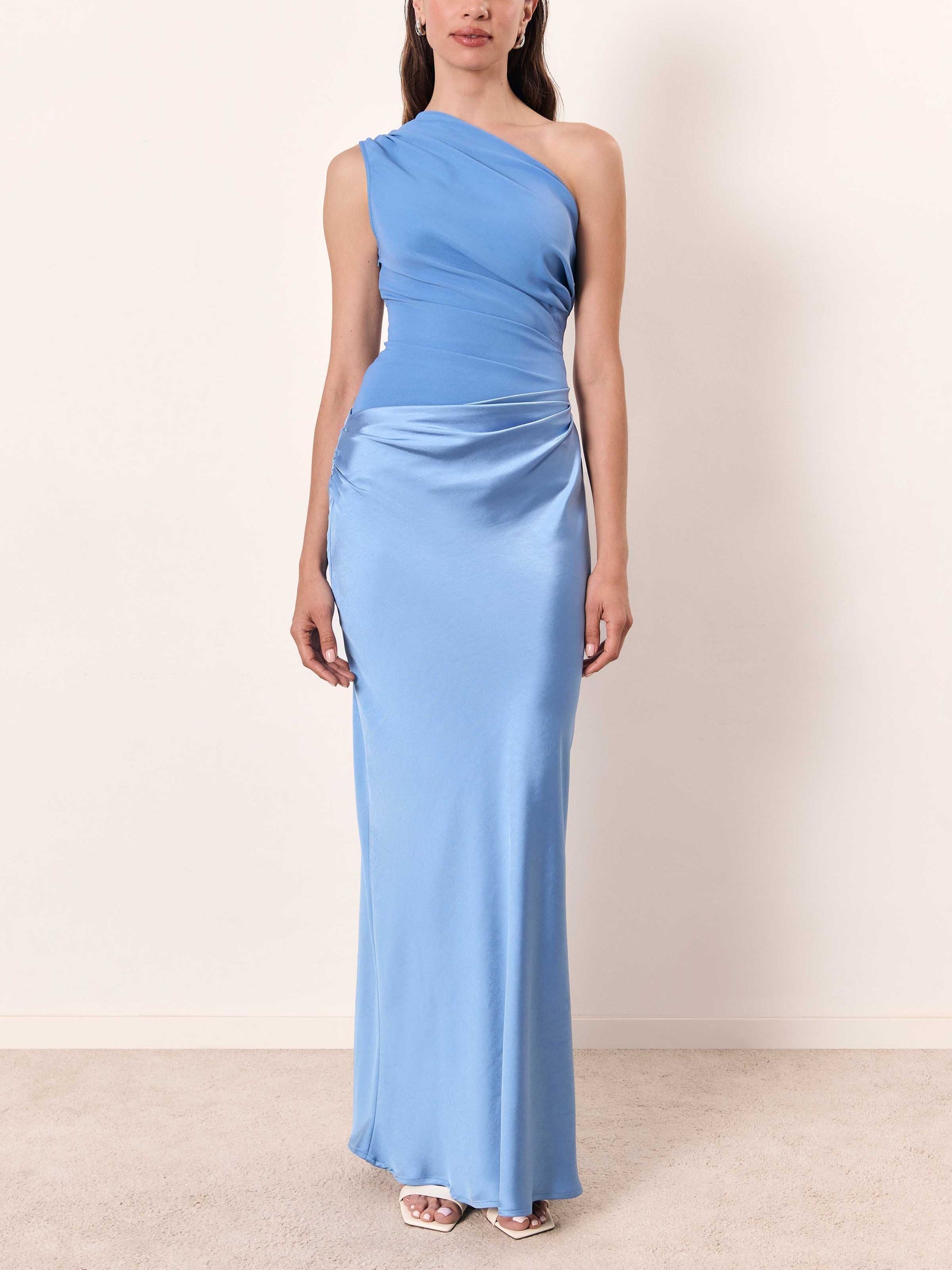 Ellie Women's One Shoulder Satin Maxi Dress 9